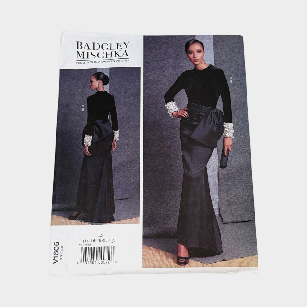 Vogue V1605 Sewing Pattern  Badgley Mischka Top Skirt Size 14-22 Uncut Designer